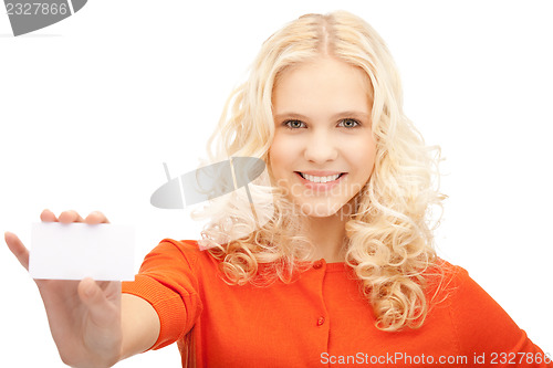 Image of woman with business card