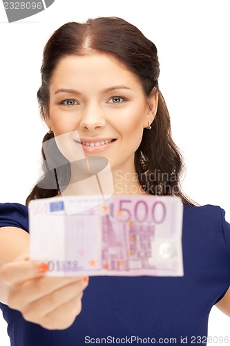 Image of lovely woman with euro cash money