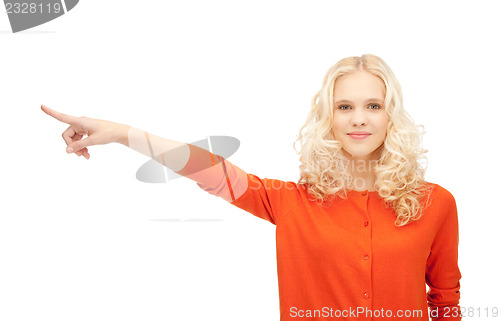 Image of businesswoman pointing her finger