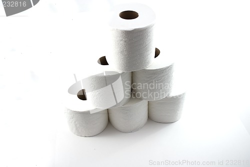 Image of Isolated Toilet Papers forming a Pyramid