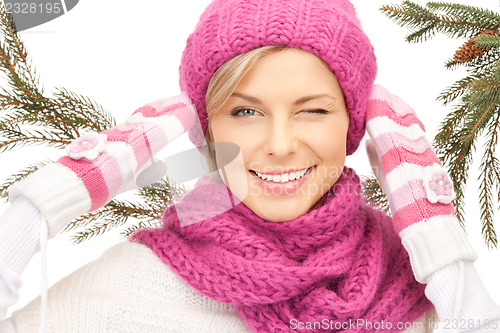 Image of beautiful woman in winter hat
