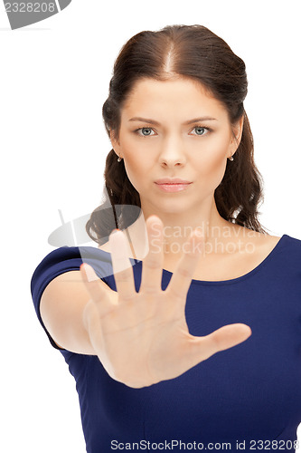 Image of woman making stop gesture