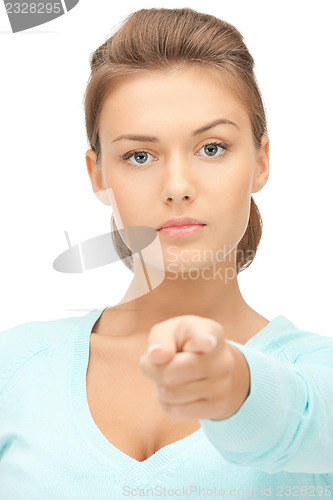 Image of businesswoman pointing her finger