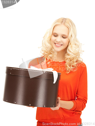 Image of happy teenage girl with gift box