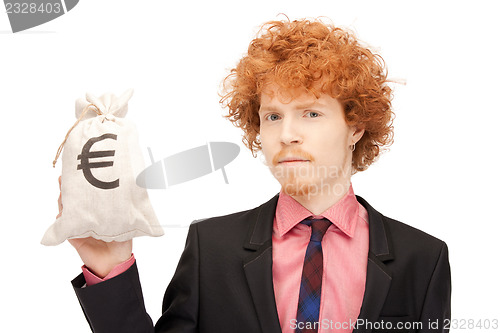 Image of man with euro signed bag