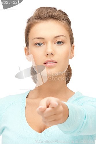 Image of businesswoman pointing her finger