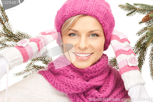 Image of beautiful woman in winter hat