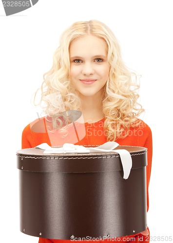 Image of happy teenage girl with gift box