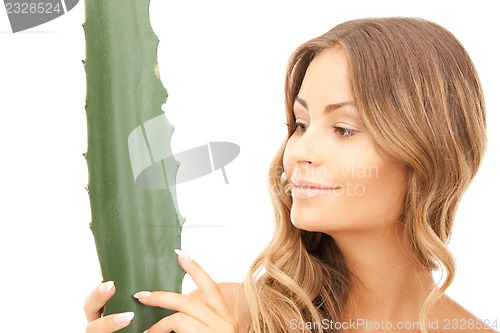 Image of lovely woman with aloe vera