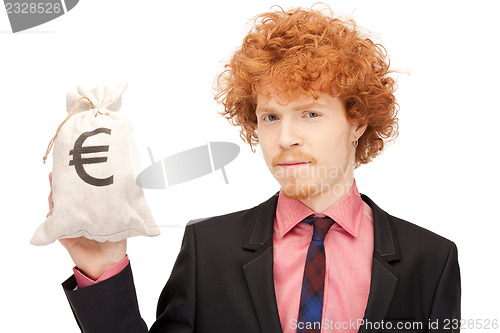 Image of man with euro signed bag