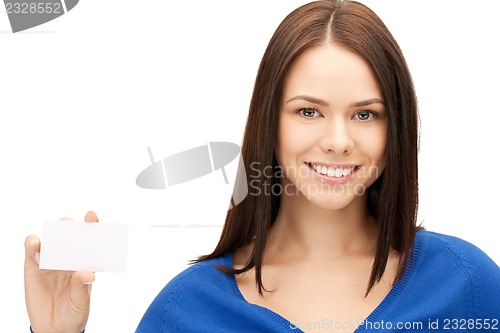 Image of woman with business card