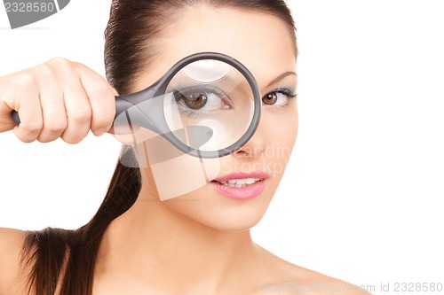 Image of woman with magnifying glass