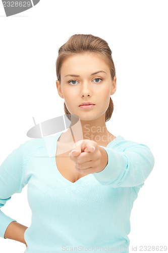 Image of businesswoman pointing her finger