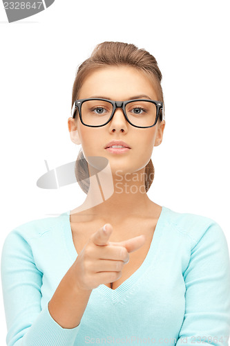 Image of businesswoman pointing her finger