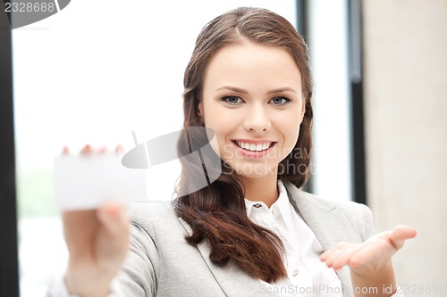 Image of woman with business card