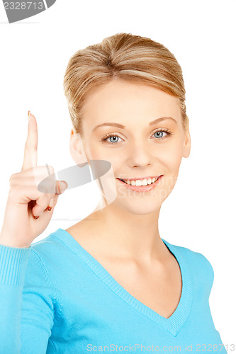 Image of woman with her finger up