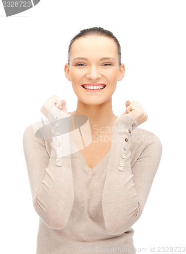 Image of woman with expression of tryumph