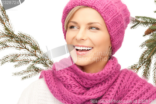 Image of beautiful woman in winter hat