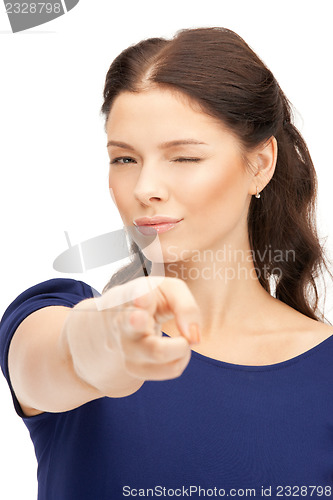 Image of businesswoman pointing her finger