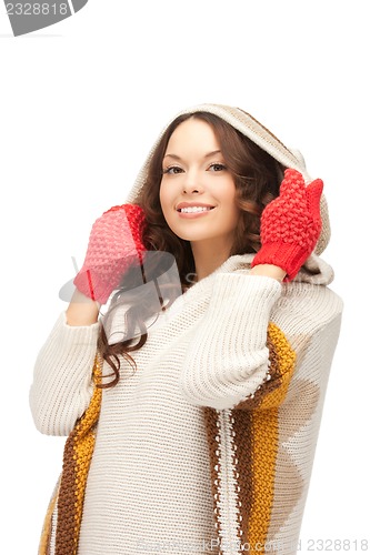 Image of beautiful woman in white sweater