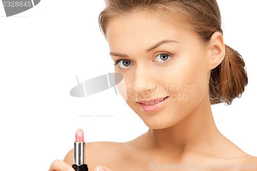 Image of beautiful woman with lipstick