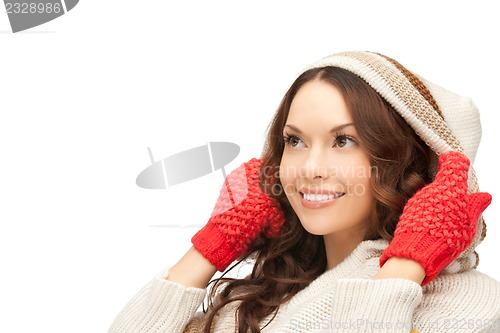 Image of beautiful woman in white sweater