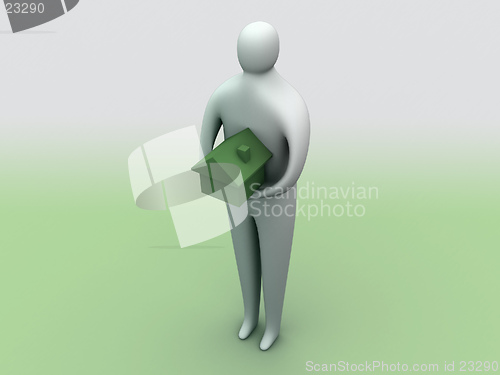 Image of 3d person holding a house.