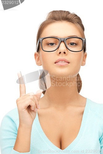 Image of woman with her finger up