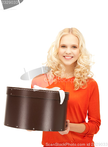 Image of happy teenage girl with gift box