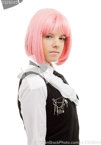 Image of lovely schoolgirl with pink hair