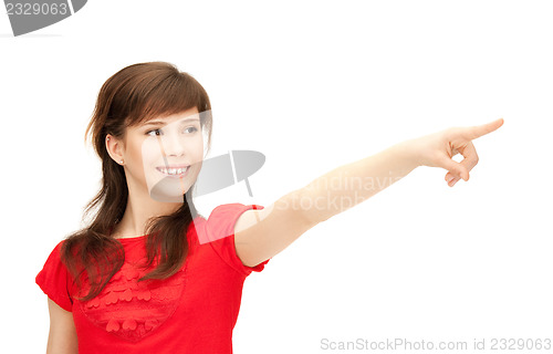 Image of teenage girl pointing her finger
