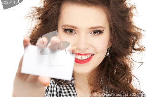 Image of woman with business card