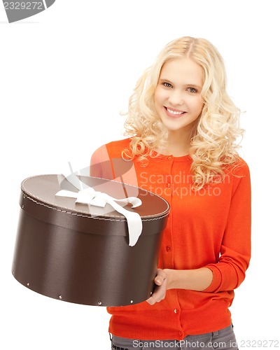 Image of happy teenage girl with gift box