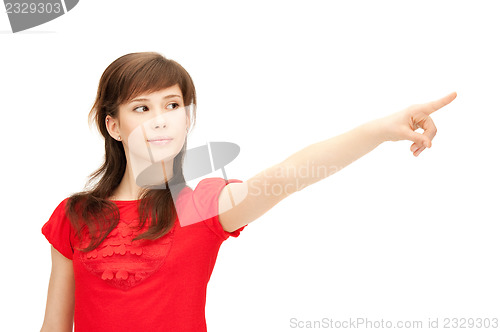 Image of teenage girl pointing her finger