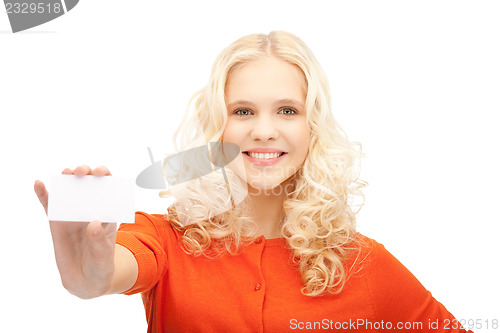 Image of woman with business card