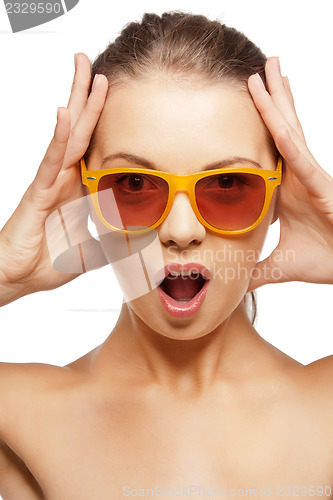 Image of happy screaming teenage girl in shades