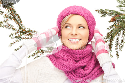 Image of beautiful woman in winter hat