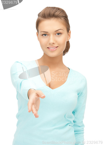 Image of woman with an open hand ready for handshake