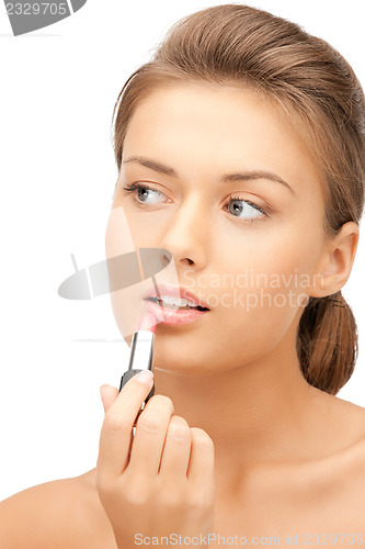 Image of beautiful woman with lipstick