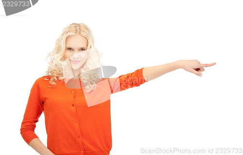 Image of businesswoman pointing her finger