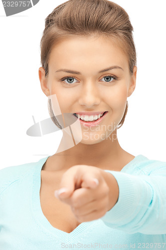 Image of businesswoman pointing her finger