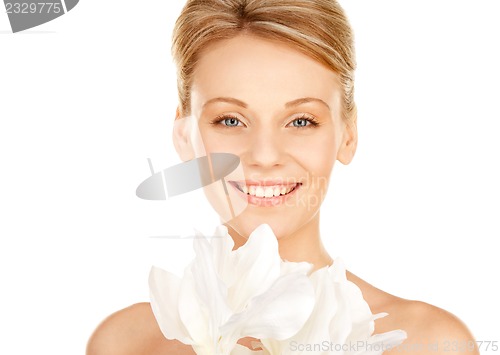 Image of beautiful woman with madonna lily