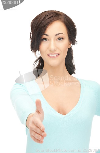 Image of woman with an open hand ready for handshake