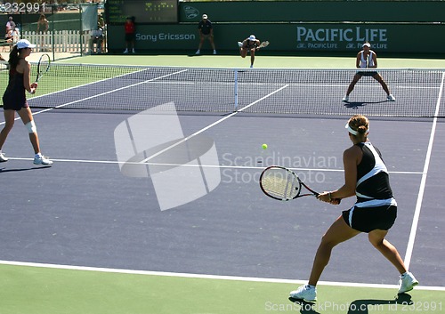 Image of Ashley Harkleroad and Galina Voskoboeva at Pacific Life Open