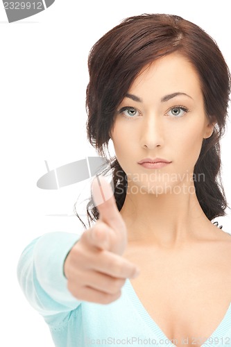 Image of businesswoman pointing her finger