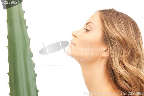 Image of lovely woman with aloe vera