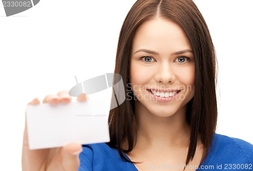 Image of woman with business card