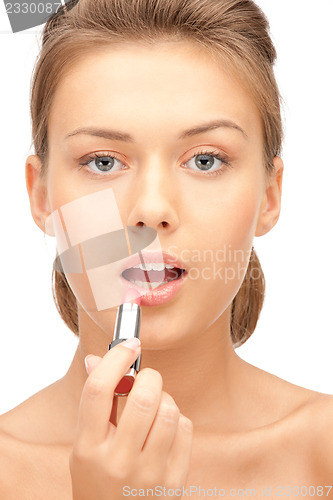 Image of beautiful woman with lipstick