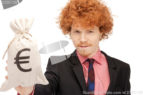 Image of man with euro signed bag