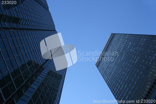 Image of Looking up at skyscrapers